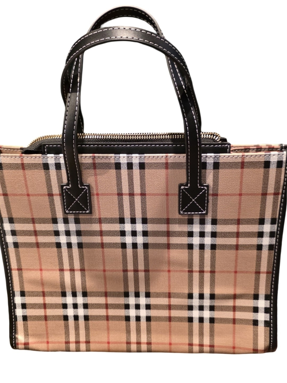 Classic Plaid Tote Bag in Beige and Black Burberry - Picture 3 of 4